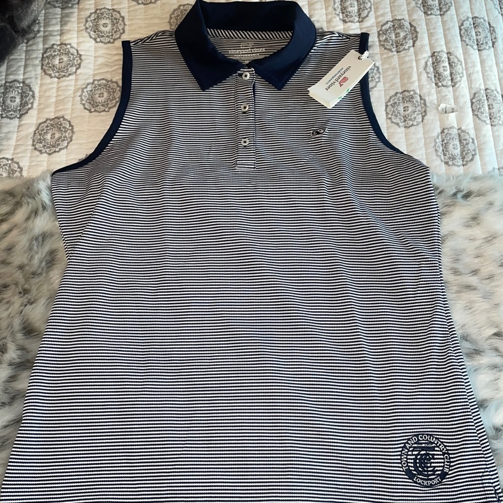 Vineyard Vines Navy and White Striped Sleeveless Polo Tank NWT